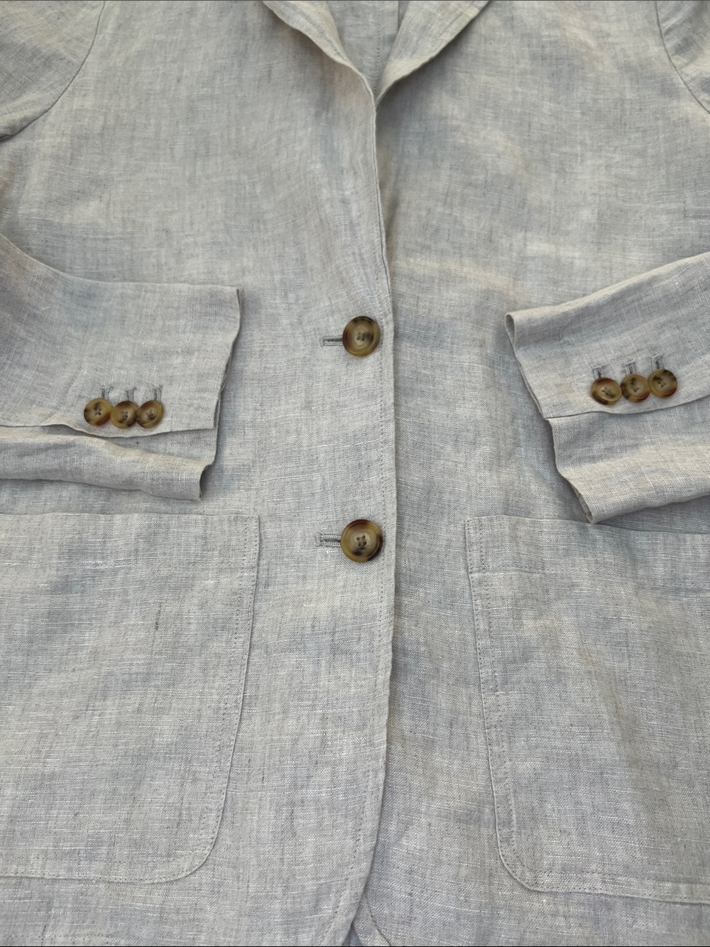 Faherty Women's tan Linen Blazer Jacket - Casual Tailored Style Small - Picture 3 of 5